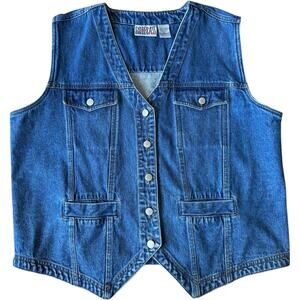 Vintage Bill Bass jean blue denim vest 1X